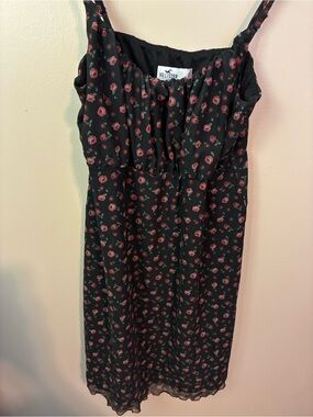 Hollister Black Mini Dress with Red Floral Print